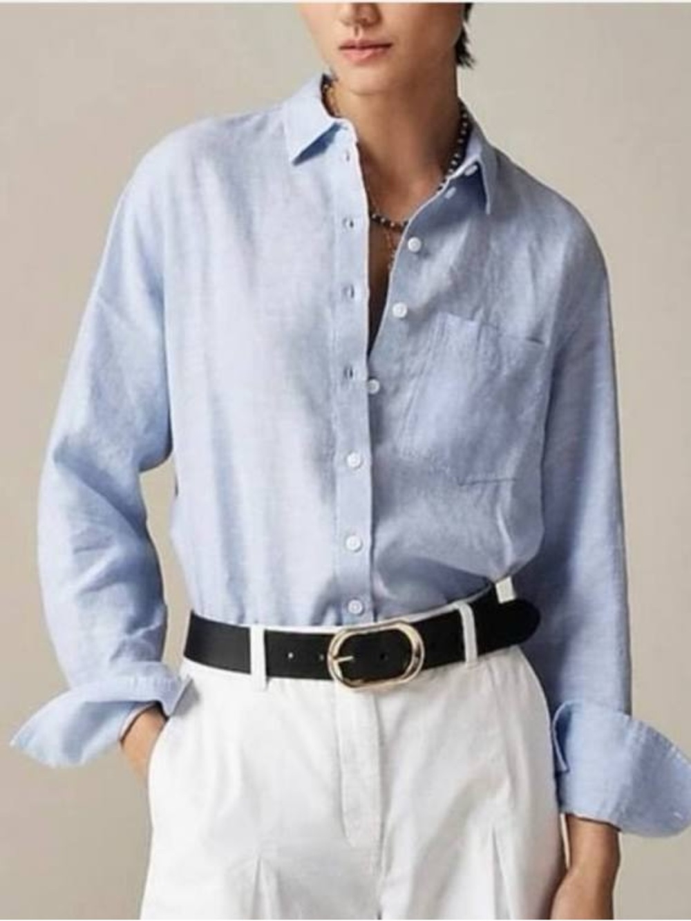 J Crew French blue Baird McNutt Irish Linen button down shirt